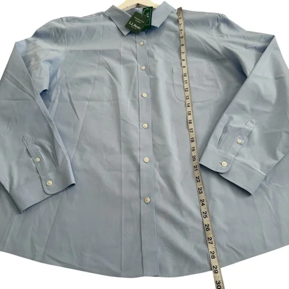 NWT L.L. Bean Oxford Wrinkle Free Washed Periwinkle Long Sleeve Shirt Women’s 3X - Picture 11 of 13